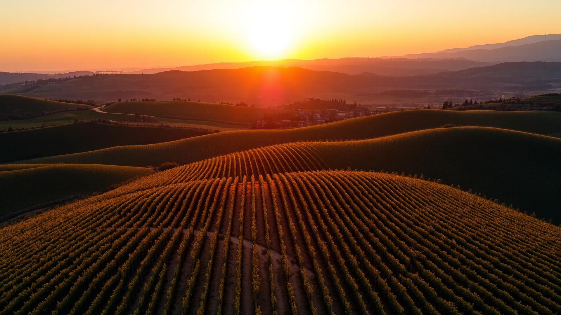 Vineyards at sunset